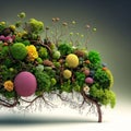 The image could depict a pair of lungs made from flowers and plants