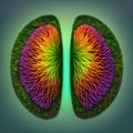 The image could depict a pair of lungs made from flowers and plants