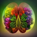 The image could depict a pair of lungs made from flowers and plants