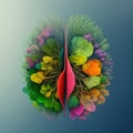 The image could depict a pair of lungs made from flowers and plants
