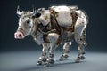 Image of a cow modified into a robot. Wild animal. Illustration, Generative AI