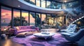 Image of a cozy living room with a stunning spiral staircase as the focal point