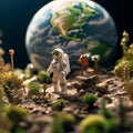 Image created from AI, an astronaut model in the concept of loving nature
