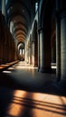 Image created from AI, Beautiful of the interior of the cathedral,Gothic style,ancient Europe