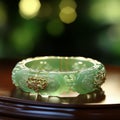 Image created with AI, carved jade bracelet,Natural Imperial Jade bracelet Royalty Free Stock Photo