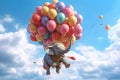 An elephant being lifted by balloons. ai generative