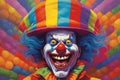 scary circus clown with an evil smile. ai generative
