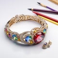 Image created from AI, Picture of a bangle jewelry design with colorful gemstones