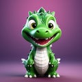 Reptilian Elegance: 3D Illustration of a Cute Crocodile Royalty Free Stock Photo