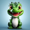 Reptilian Elegance: 3D Illustration of a Cute Crocodile Royalty Free Stock Photo