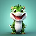 Reptilian Elegance: 3D Illustration of a Cute Crocodile Royalty Free Stock Photo