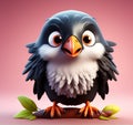 Feathered Friend: 3D Illustration of a Cute Crow