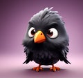 Feathered Friend: 3D Illustration of a Cute Crow