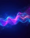 image creates glowing neon waves that dynamically flow with particles Royalty Free Stock Photo