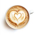 image creates a transparent background image of a coffee latte cup with a heart pattern Royalty Free Stock Photo