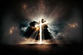 Image of cross shaped as christian symbol against dark sky with clouds Royalty Free Stock Photo