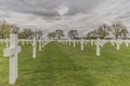 Image of crosses in the American Cemetery Margraten on a green grass in memory of soldiers killed in the war