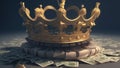 An image of a crown on top of a pile of cash intricatly designed