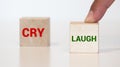 CRY and LAUGH word on block