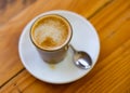 Image of cup of fresh coffee cortado on table Royalty Free Stock Photo