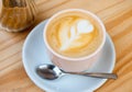 Image of cup of fresh coffee cortado on table Royalty Free Stock Photo