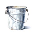 Cute bucket watercolor illustration, animals and farm clipart