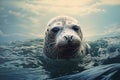 Image of cute eared seals staring. Wildlife Animals. Illustration, Generative AI Royalty Free Stock Photo