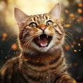 Image of a cute little cat that is cheerful smile. Pet., Generative AI, Illustration