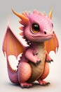 Image of cute pink dragon on white background, using generative ai technology Royalty Free Stock Photo