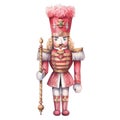 Cute watercolor christmas nut cracker illustration for christmas Royalty Free Stock Photo