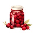 Cute watercolor cranberry jar, illustration