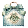 Cute watercolor decorated christmas present illustration for christmas