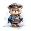 Cute watercolor sailor bear illustration, teddy bears clipart
