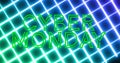 Image of cyber monday neon green text on neon glowing mesh background