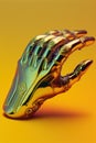 Image of cyber prosthetic of hand on orange background, created using generative ai technology