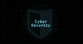 Image of cyber security text over shield on black background Royalty Free Stock Photo