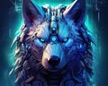 Cyber wolf shows a fusion of futuristic and animalistic.