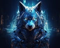 Cyber wolf shows a fusion of futuristic and animalistic.