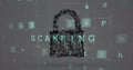 Image of cyberattack text, data processing over security padlock Royalty Free Stock Photo