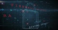 Image of cyberattack text, data processing over security padlock Royalty Free Stock Photo