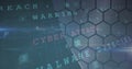 Image of cyberattack warning text and numbers changing over hexagons