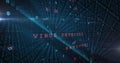 Image of cybercrime warning text changing and binary coding Royalty Free Stock Photo