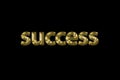 3d gold inscription word `success` isolated on black background