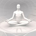 Image of 3D illustration of meditating man sitting on the floor generative AI