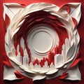 an image of 3d paper creation a red and white cityscape & x28;ai generated& x29; Royalty Free Stock Photo