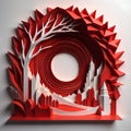an image of 3d paper art a cityscape with red and white colors combination & x28;ai generated& x29; Royalty Free Stock Photo