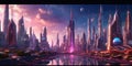 Image of 3d realistic futuristic sci-fi modern city generative AI