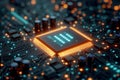 Image 3D rendering of AI chipset on a computer circuit board Royalty Free Stock Photo