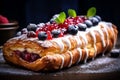 Danish pastry with fruit filling tasty dessert background