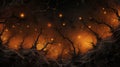 an image of a dark forest with flames coming out of it Royalty Free Stock Photo